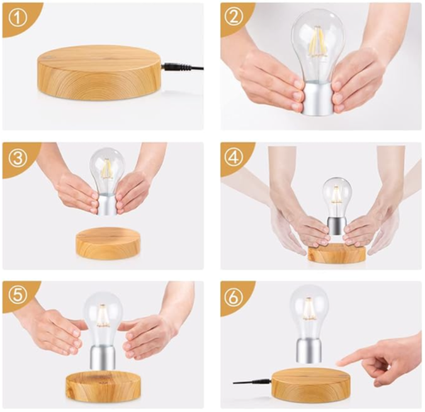 Lampadina Levitante - Lampadina Galleggiante E Rotante Che Gira In Aria - Lampada Notturna Per Ufficio, Casa, Decorazione Della Stanza - immagine 2