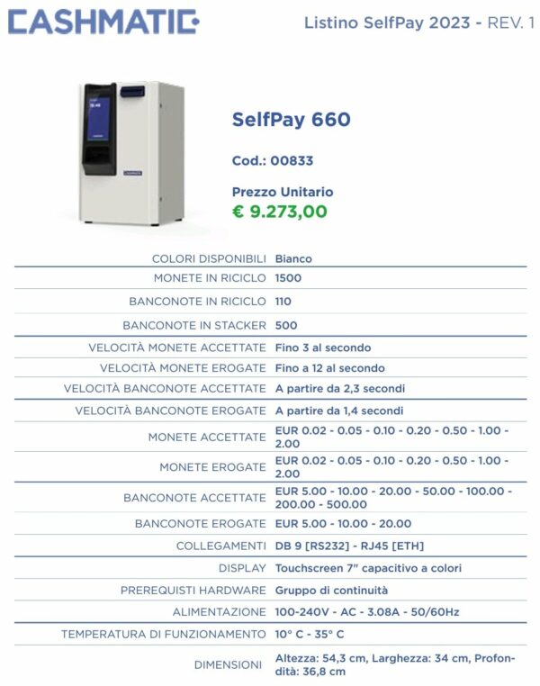 Cassetto Automatico Cashmatic SelfPay 660